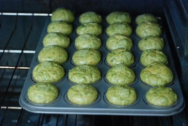 pesto frittatas, in the oven