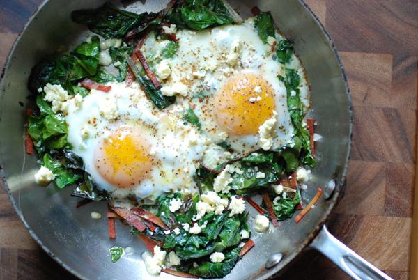 fried eggs and greens 2