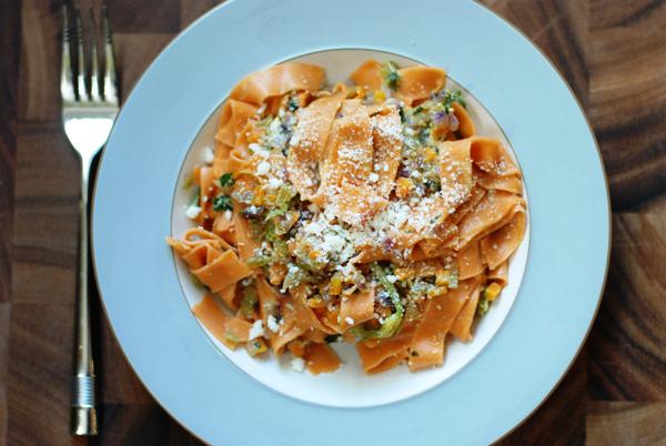 pappardelle with squash blossoms